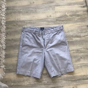 Jcrew shorts, grey, even with the knee.
